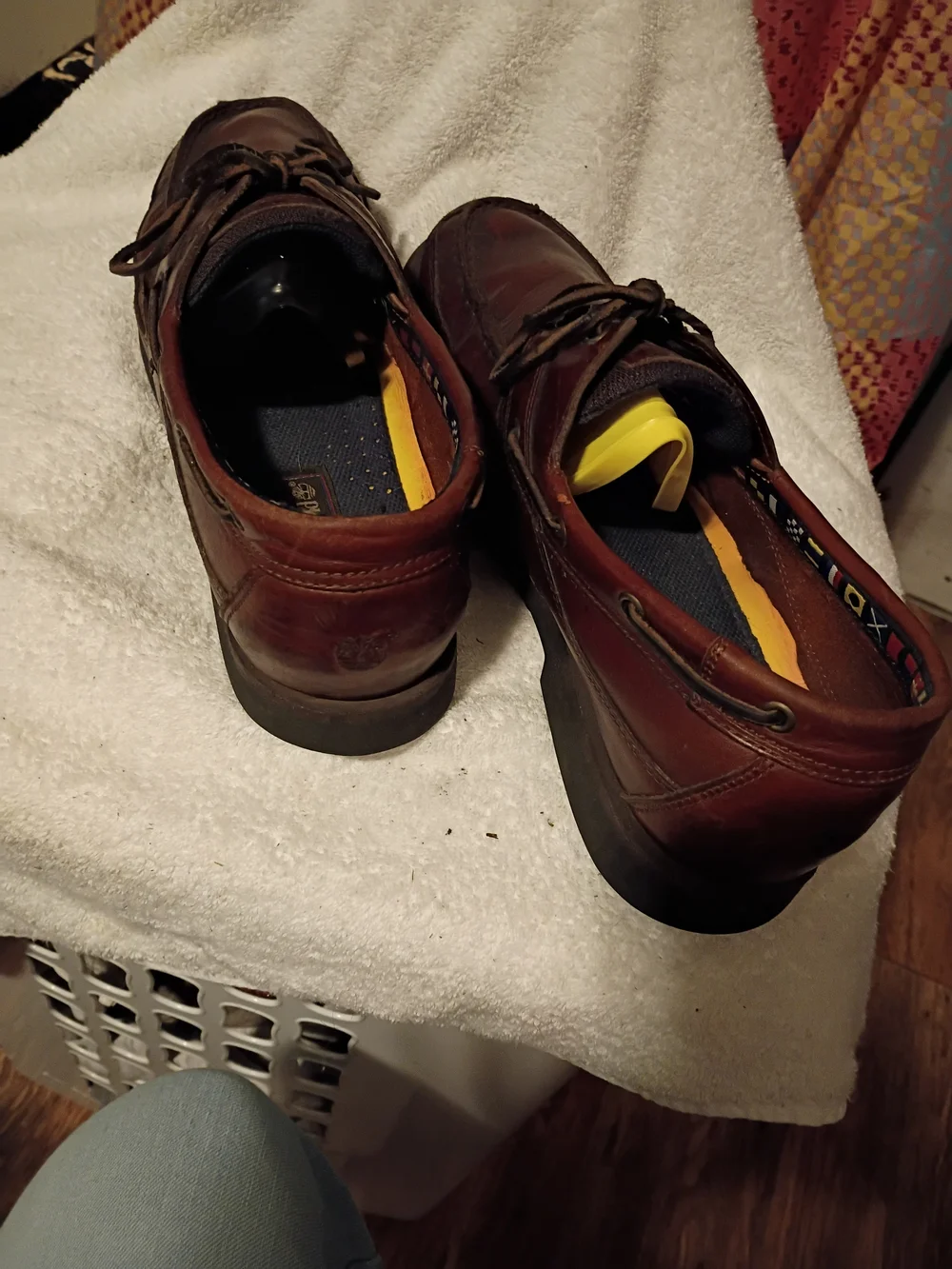 Timberland Brown Leather Boat Shoes with Navy Lining
